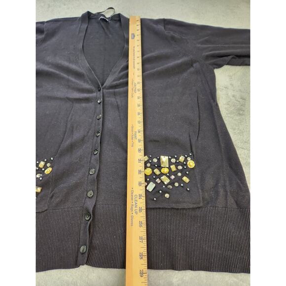 Apt. 9 Black Embellished Pockets Cardigan Size 2X - Picture 6 of 11